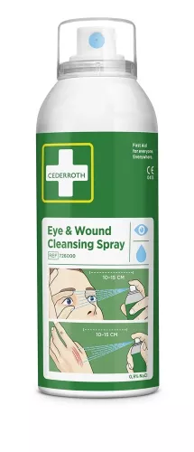 Ögon- och sårtvätt Cederroth spray 150 ml – skonsam rengöring av ögon och sår vid olycksfall