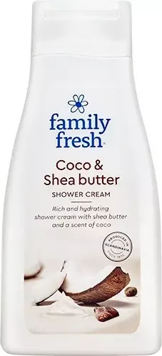 FF Shower Cream Coco & Shea Butter 500 ml återfuktande duschkräm med närande sheasmör och mild kokosdoft, rengör skonsamt huden och lämnar den mjuk och återfuktad, perfekt för daglig användning i hem och hotellmiljö