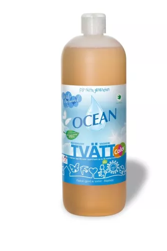 Ocean Flytande tvättmedel parfymerat 1 L – tvättmedel för effektiv rengöring av vit- och kulörtvätt med kraftfull formula, fräsch doft och skonsam mot tyger, anpassat för daglig tvätt i hushåll och tvätteri