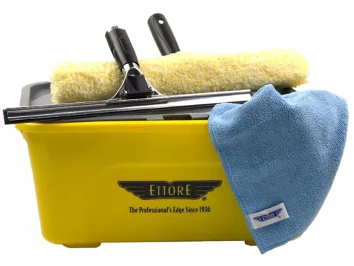 Fönsterputs-set Ettore – komplett kit med skrapa, tvättpäls och skaft för professionell fönsterputsning