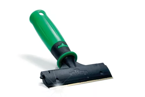 Unger ErgoTec glasskrapa 10 cm – ergonomisk och säker skrapa med rostfritt stålblad för effektiv borttagning av färg, lim och smuts från glas och släta ytor, perfekt för professionell fönsterputsning