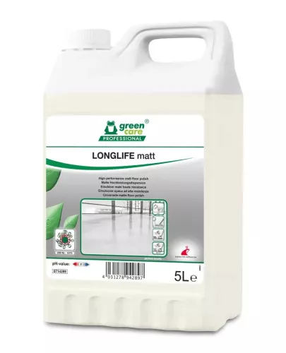 Golvpolish Green Care Longlife Matt 5L – miljömärkt matt polish för hållbart skydd och ett elegant, reflexfritt golv