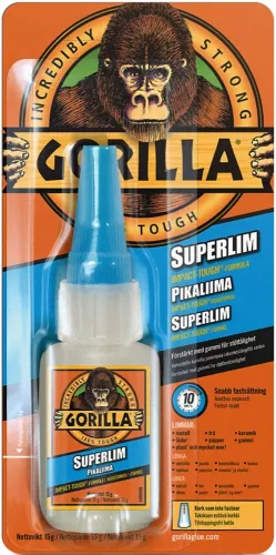 Gorilla Superlim 15 g – extra starkt snabblim för trä, plast, metall, keramik och andra hårda ytor
