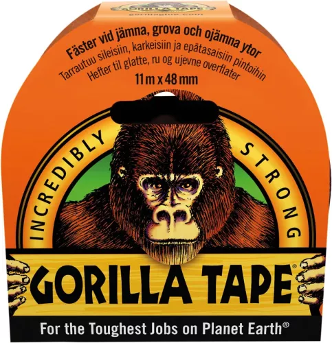 Gorilla Tape svart 11 m x 48 mm – extra stark och väderbeständig tejp för tuffa reparationer inom- och utomhus
