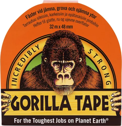 Gorilla Tape svart 32 m x 48 mm – extra stark och vädertålig tejp för tuffa reparationer på ojämna och grova ytor