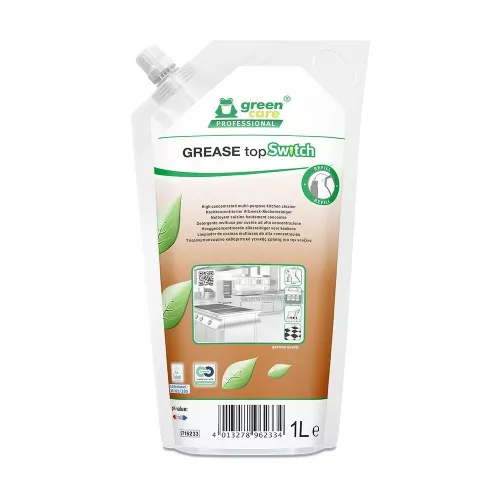 Grease Topswitch 1L refillpåse – kraftfullt fettlösande rengöringsmedel för kök och livsmedelsmiljöer