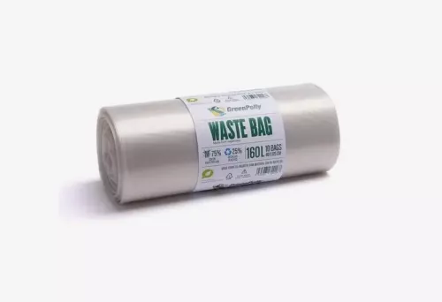 Green Polly sopsäck 160L transparent med knyt 10-pack – slitstarka avfallssäckar med knytband för enkel hantering och källsortering inom fastighet, industri och offentlig miljö