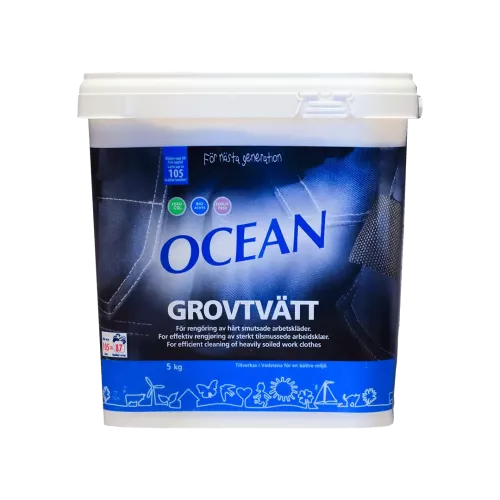 OCEAN Grovtvättmedel 5 kg – kraftfullt tvättmedel för hårt smutsad tvätt, effektiv fläckborttagning och rengöring inom industri, städ och arbetskläder