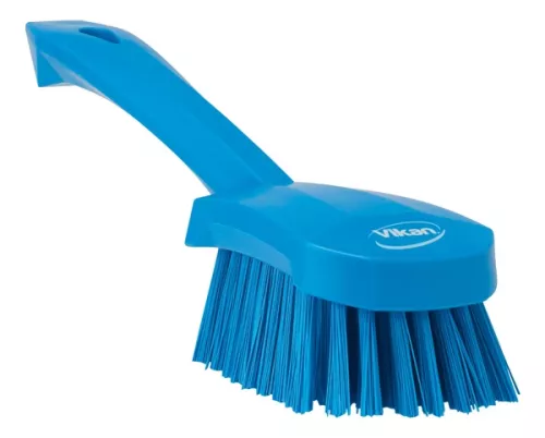 Vikan handborste 27 cm i blå färg, med hårda borst och ergonomiskt grepp, anpassad för rengöring i storkök och livsmedelsmiljöer