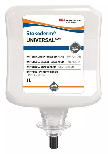 Deb Stokoderm Universal Pure handkräm 1L – parfymfri och hudvänlig skyddskräm för professionell användning