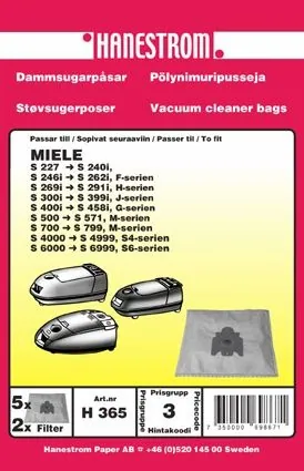 Haneström dammsugarpåsar för Miele S227–749 och 4220–580 – kompatibla påsar med effektiv filtrering för optimal dammhantering