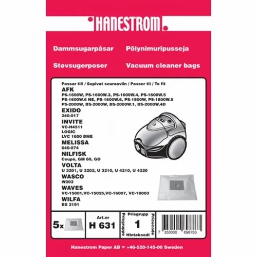 Haneström Nilfisk Coupé/Go dammsugarpåsar 5-pack – original engångs dammsugarpåsar i slitstarkt material för effektiv dammupptagning med hög filtreringsförmåga och säker passform, anpassade för Nilfisk Coupé och Go dammsugare