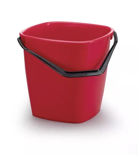 Durable hink fyrkantig 14 liter röd – robust och stapelbar plastbehållare för rengöring, sortering eller avfallshantering i färgkodade hygienzoner