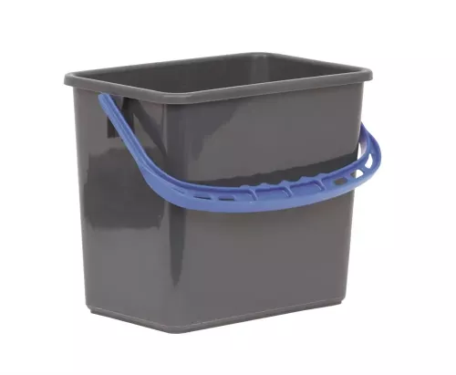 Hink 6L grå med blått handtag – slitstark städhink med ergonomiskt grepp för effektiv rengöring och hygienisk användning inom städ och fastighet