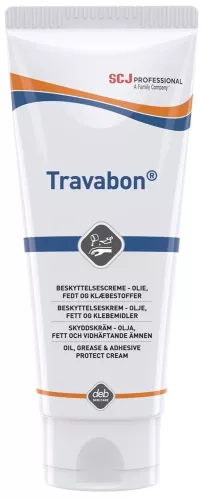 Hudkräm Travabon Classic Stoko 100 ml – skyddande barriärkräm i tub för händer utsatta för olja, smuts och kemikalier