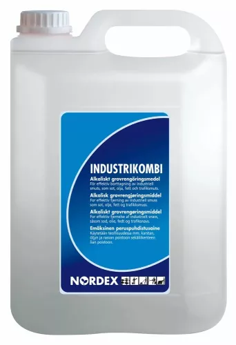 Industrikombi 5 L – alkaliskt rengöringsmedel för professionell rengöring av hårt nedsmutsade ytor med kraftfull formula som löser upp fett, olja och ingrodd smuts vilket ger rena och välbevarade ytor, anpassad för industrigolv,