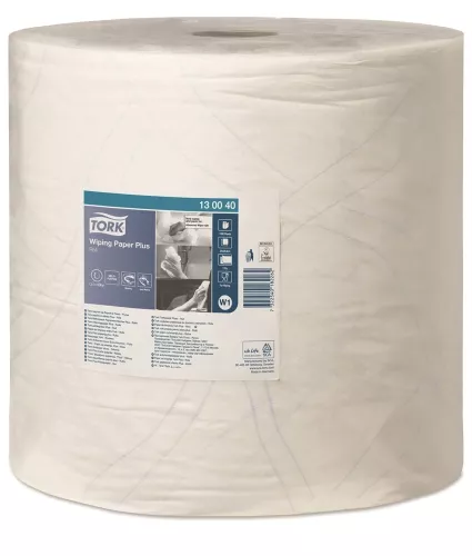 Industripapper Tork Avtorkning Plus W1 vit – extra starkt och absorberande torkpapper på rulle för grovrengöring i industri- och verkstadsmiljöer