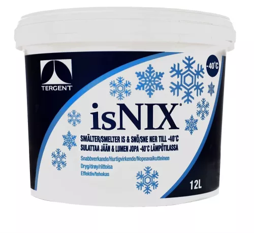 Issmältningmedel Tergent Isnix -40°C 12 L – kraftfullt avisningsmedel för snö och is på gångar, trappor och infarter