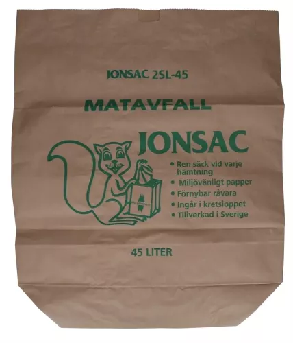 Jonsac matavfallssäck 45L 20-pack – papperssäckar för organiskt avfall och källsortering, slitstark och miljövänlig lösning för kök och offentlig miljö