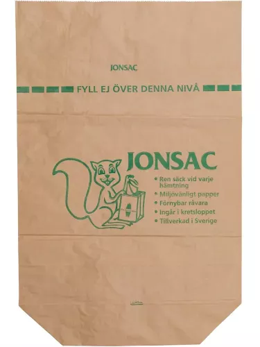 Jonsac papperssäck 125L 1-lagers 50-pack – praktiska papperssäckar för avfall och källsortering, lämpliga för fastighet, industri och offentlig miljö