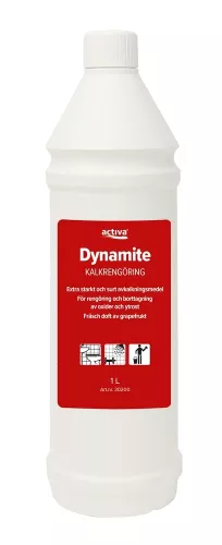 Activa Dynamite Kalkbort 1L – kraftfullt rengöringsmedel för kalk och urinsten i sanitära utrymmen  Kalkborttagare Activa Dynamite – 1 liters flaska för effektiv rengöring av toalett, dusch och kakel
