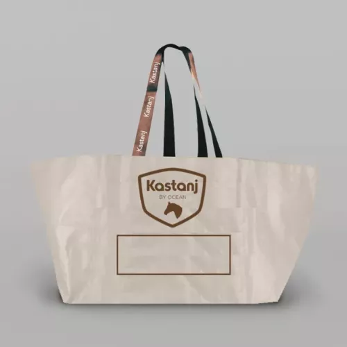 Kastanj by Ocean höpåse – höpåse för utfodring, förvaring och transport av hö med slitstarkt material, praktisk upphängning och design som minskar spill och ger jämn foderfördelning, anpassad för daglig användning i stall och vid transport