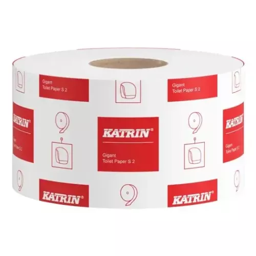 Katrin Gigant S toalettpapper 2-lagers 12 rullar à 200 meter med mjuk och absorberande kvalitet, hög kapacitet för effektiv förbrukning, anpassat för dispenser i toaletter, kontor och offentliga hygienmiljöer