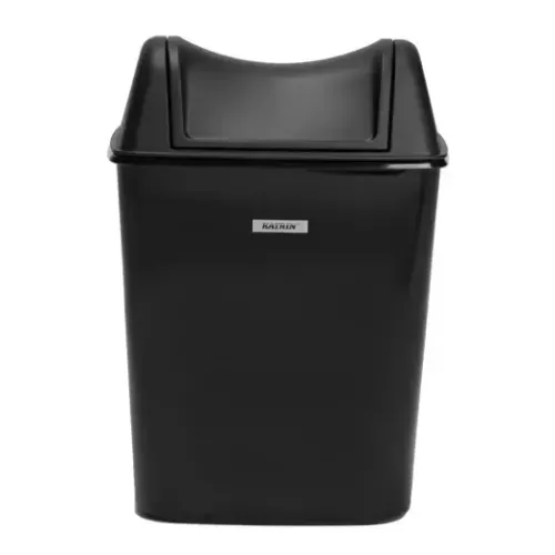 Katrin papperskorg 8 liter i svart plast – kompakt och slitstark avfallsbehållare för små utrymmen, perfekt för hygienutrymmen, kontor och offentliga miljöer, enkel att tömma och rengöra