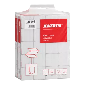 ​Katrin Classic V-vikt Zig Zag Pappershandduk Handy Pack – 2-lag, vit
