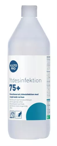 Kiilto Pro ytdesinfektion 75% 1 liter alkoholbaserad desinfektionslösning för effektiv rengöring och desinfektion av hårda ytor, snabbverkande mot bakterier och virus, idealisk för vård, livsmedelshantering och professionella miljöer