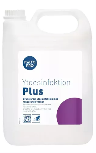 Kiilto Pro ytdesinfektion Plus 5 liter alkoholbaserad desinfektionslösning för effektiv rengöring av stora ytor, snabbverkande mot bakterier och virus, idealisk för vård, storkök och professionella hygienmiljöer