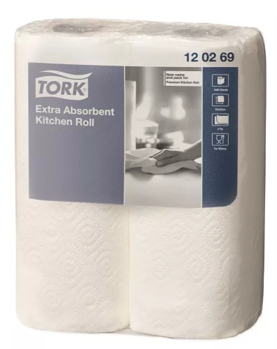 Köksrulle Tork Extra Plus Premium vit 24 rl – högkvalitativt och extra absorberande hushållspapper för effektiv avtorkning i kök och livsmedelsmiljöer