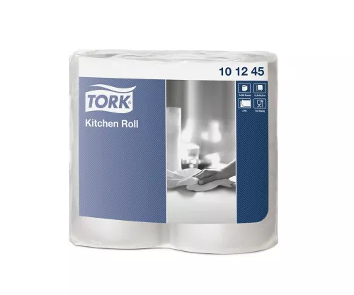 Tork Plus Advanced köksrulle extra lång – 14 vita rullar för effektiv uppsugning  Vit köksrulle Tork Plus Advanced – 14-pack extra långa rullar för restaurang och storkök