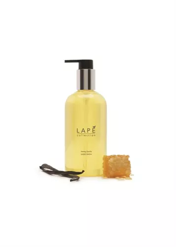 L’Apé Collection Honey Vanilla handtvål 300 ml lyxig flytande handtvål med varm doft av honung och vanilj, återfuktande formula och stilren pumpflaska för elegant och hygienisk handtvätt i badrum och hotellmiljöer