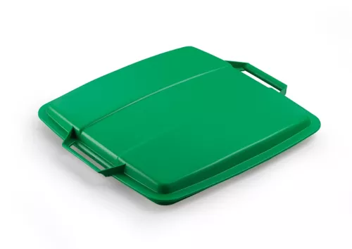 Durabin kvadratiskt lock i grönt – robust plastlock som passar till kvadratiska avfallsbehållare från Durable