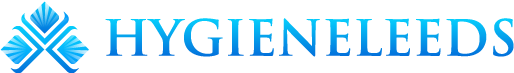 Företagslogotyp i horisontellt format för webb och presentationer Hygieneleeds