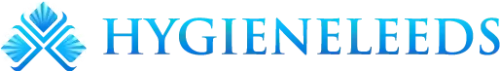 Liggande version av Hygieneleeds logotyp för professionell användning