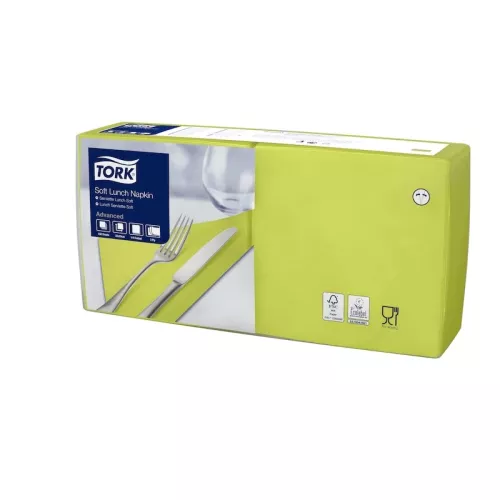 Tork lunchservett lime 33x33 cm Advanced – mjuk och absorberande servett för café, restaurang och event