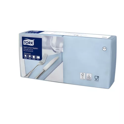 Lunchservett Tork Mjuk ljusblå 33x33 cm Advanced – 2-lagers servett med mjuk känsla, perfekt för restaurang och café