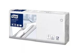 Tork lunchservett vit Advanced 2-lagers 33x33 cm – mjuk och absorberande servett för restaurang och catering