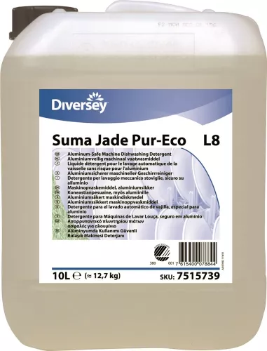 Maskindiskmedel Suma Jade Pur-Eco L8 10L – miljömärkt koncentrerat maskindiskmedel från Diversey för professionell användning
