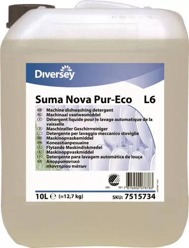 Maskindiskmedel Suma Nova Pur-Eco L6 10L – miljömärkt koncentrat för professionell diskmaskinrengöring