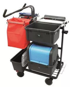 Activa Xbox Mini metodvagn – kompakt städvagn för professionellt bruk  Kompakt metodvagn från Activa – Xbox Mini med plats för hinkar, redskap och tillbehör