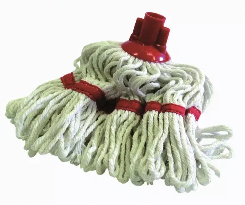 Minisvabbgarn Max röd oglöd 250g, 29 cm – liten och smidig mopphuvud i bomullsblandning för fuktmoppning av mindre ytor