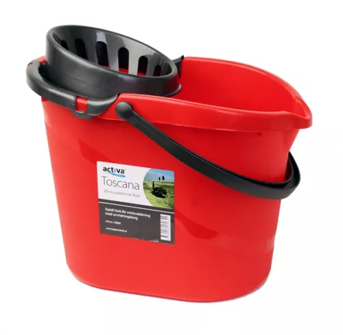 Minisvabbhink Activa Toscana röd 15 liter – kompakt städhink med urvridare, ergonomisk design för effektiv golvrengöring i mindre utrymmen
