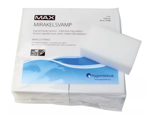 Mirakelsvamp Max i vit melamin, effektiv för att ta bort fläckar från hårda ytor utan kemikalier