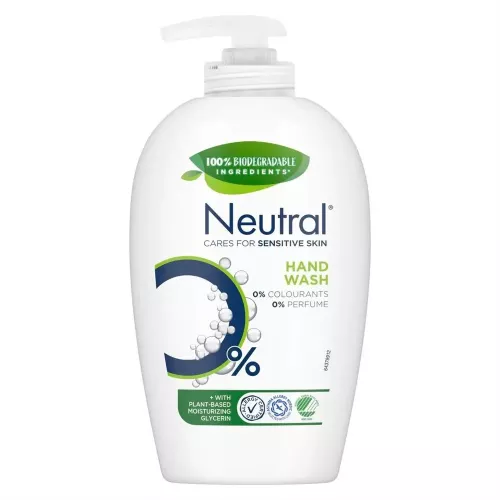 Neutral handtvål 250 ml parfymfri och skonsam flytande tvål för känslig hud, dermatologiskt testad med effektiv rengöring för daglig handtvätt i hem, skola och offentliga miljöer