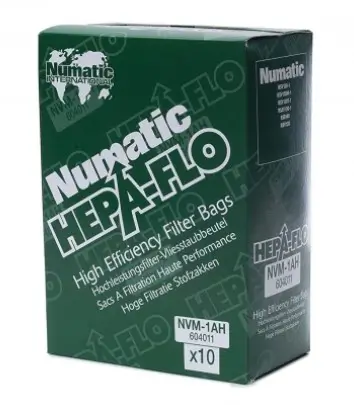 Numatic Hepa-Flo dammsugarpåse 6 liter – högfiltrerande dammsugarpåsar med HEPA-filter för effektiv dammuppsamling, kompatibla med Numatic dammsugare för städning i hem och professionella miljöer