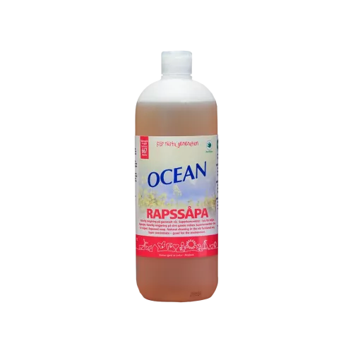 Ocean rapssåpa 1 L – rengöringsmedel för trägolv, sten, kakel och andra hårda ytor med traditionell såpa baserad på naturliga fettsyror från rapsolja, ger skonsam rengöring och naturlig fräschör, anpassad för hem och professionell städning