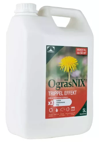 OgräsNIX Trippel Effekt 5L – snabbverkande och biologiskt nedbrytbar ogräsbekämpning för gångar och uppfarter